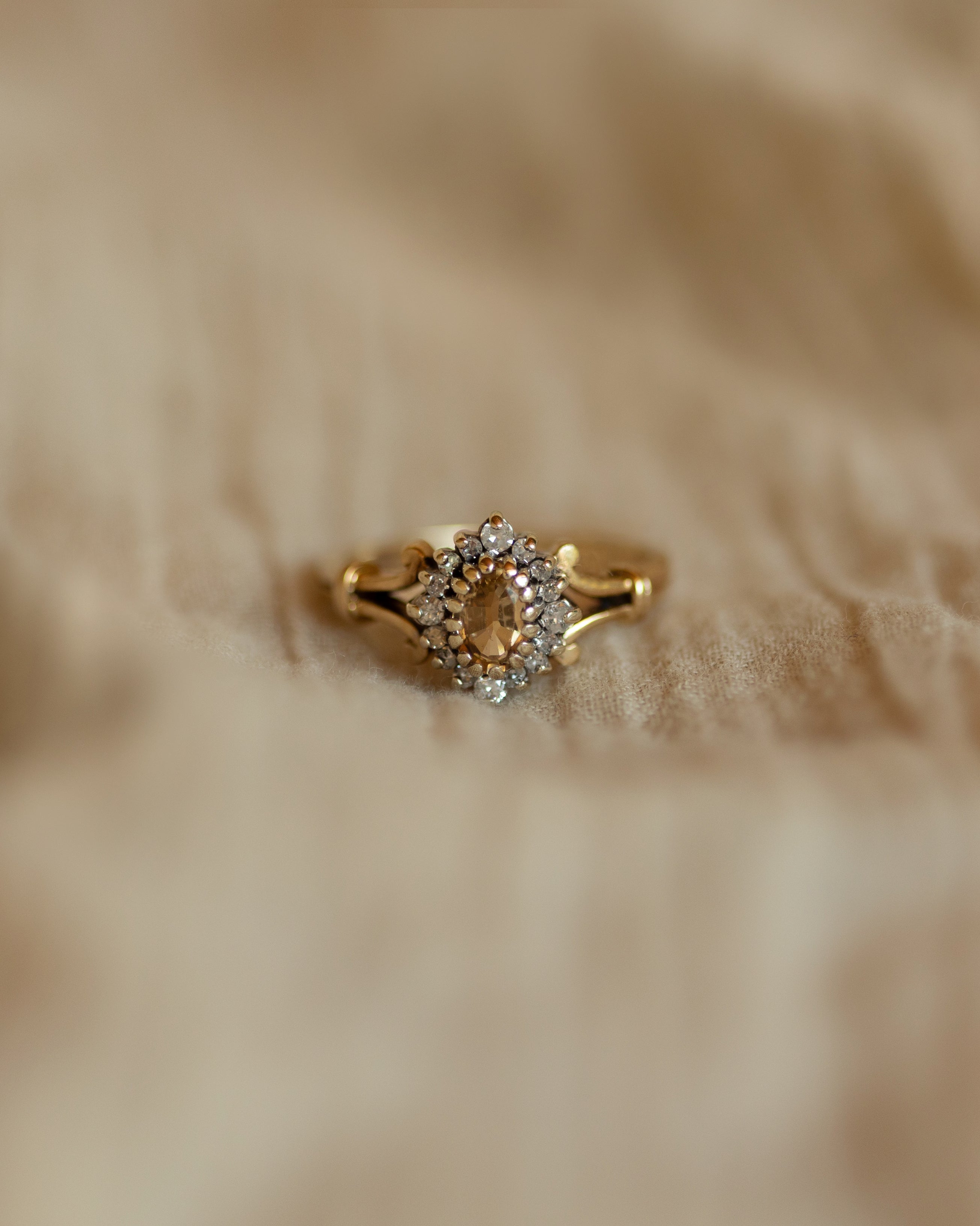 Image of Olivia 1990 Vintage 9ct Gold Citrine & Diamond Cluster Ring