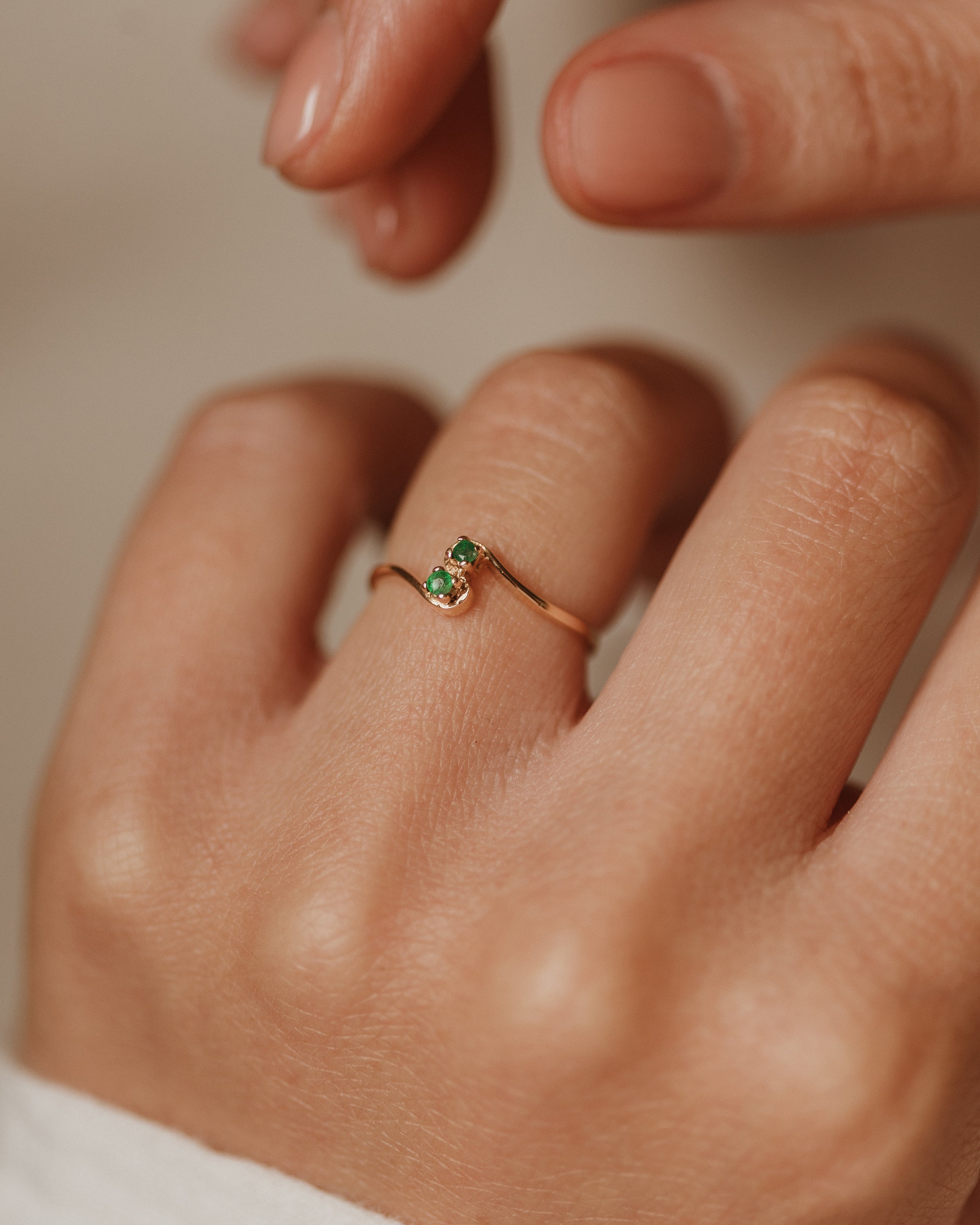 Image of Marion Vintage 9ct Gold Emerald Toi Et Moi Ring