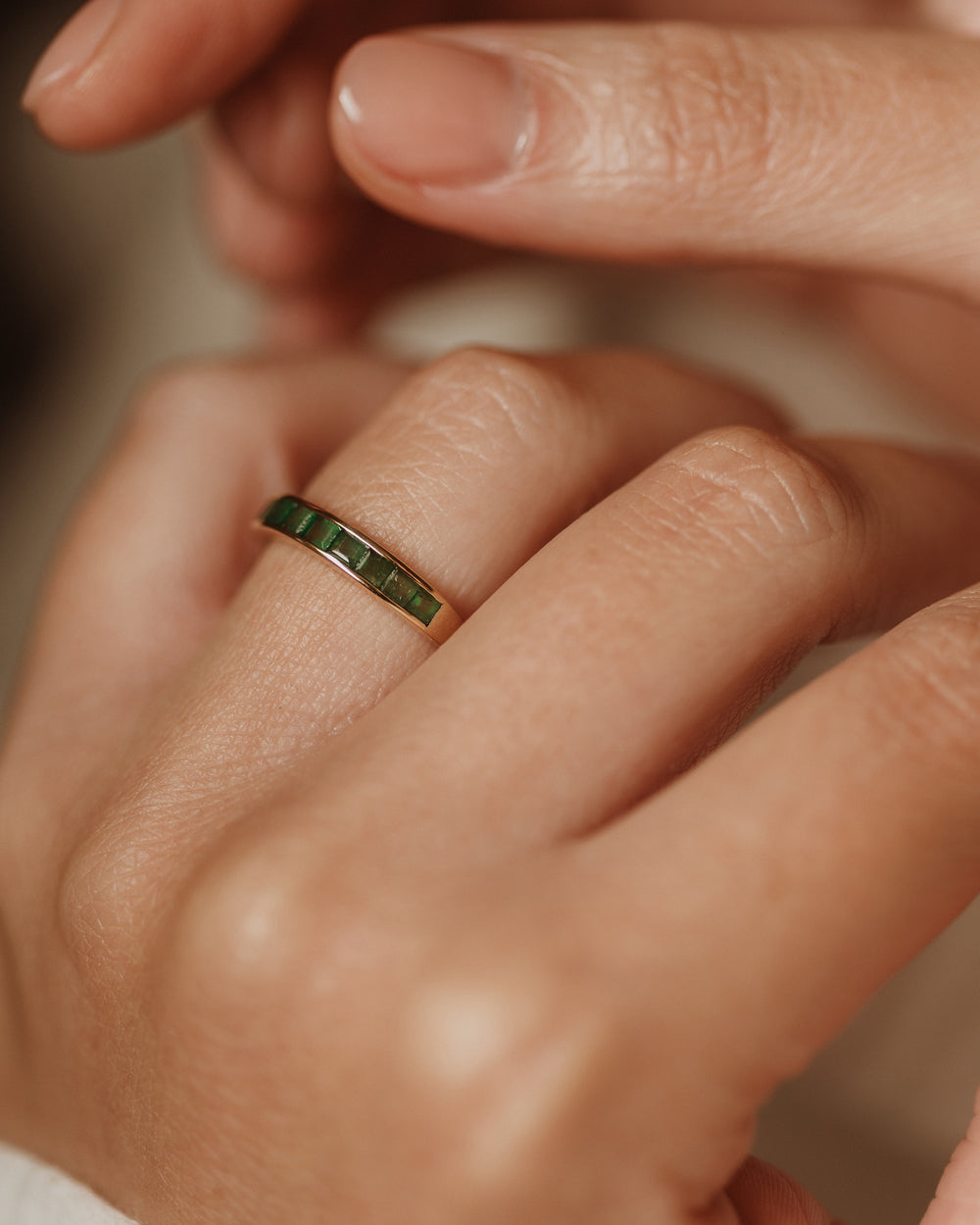 Alvina Vintage 9ct Gold Emerald Half Eternity Ring