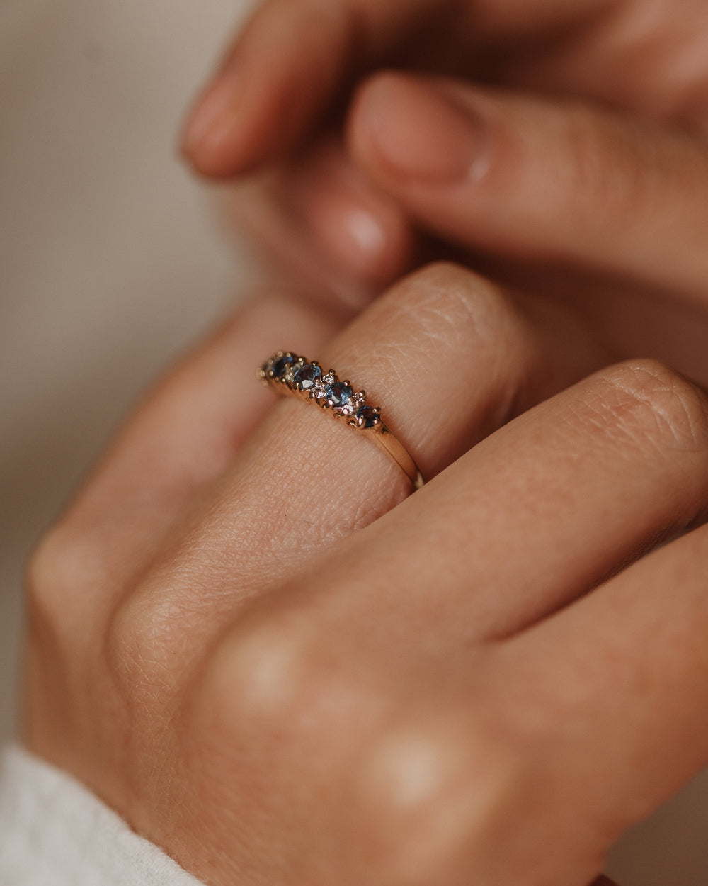 Elsie Vintage 9ct Gold Sapphire & Diamond Half Eternity Ring