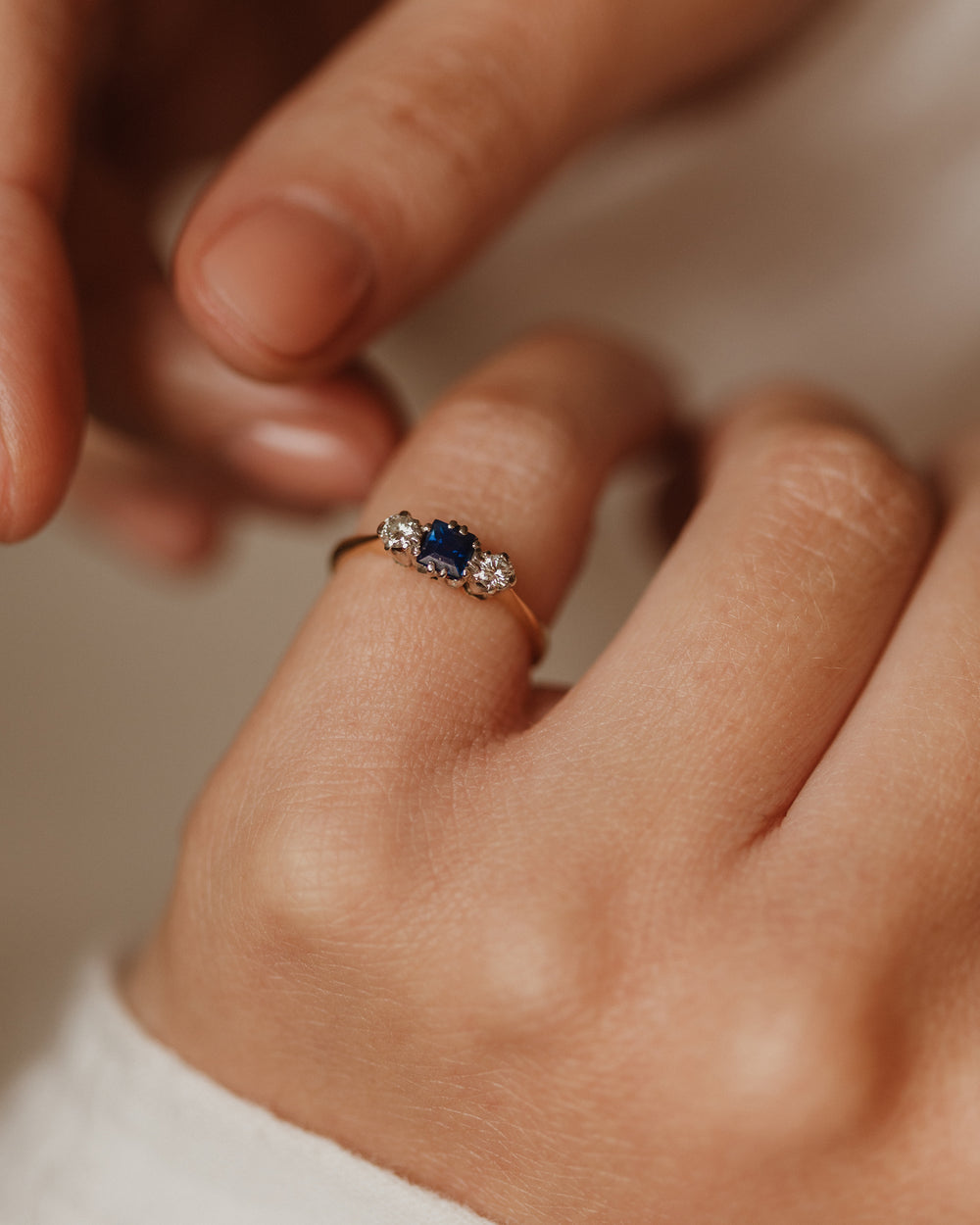 Virginia Vintage 18ct Gold Sapphire & Diamond Trilogy Ring