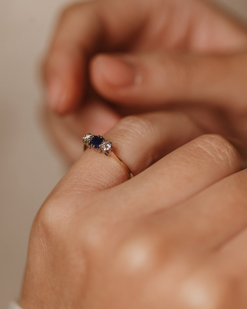 Virginia Vintage 18ct Gold Sapphire & Diamond Trilogy Ring