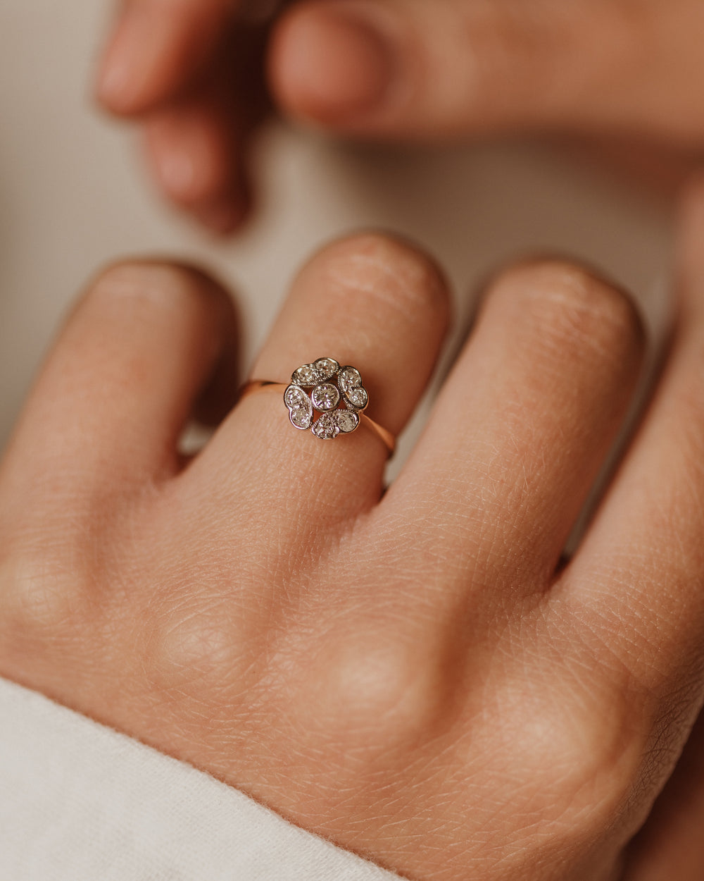 Delitha Antique Art Deco 18ct Gold Diamond Cluster Ring