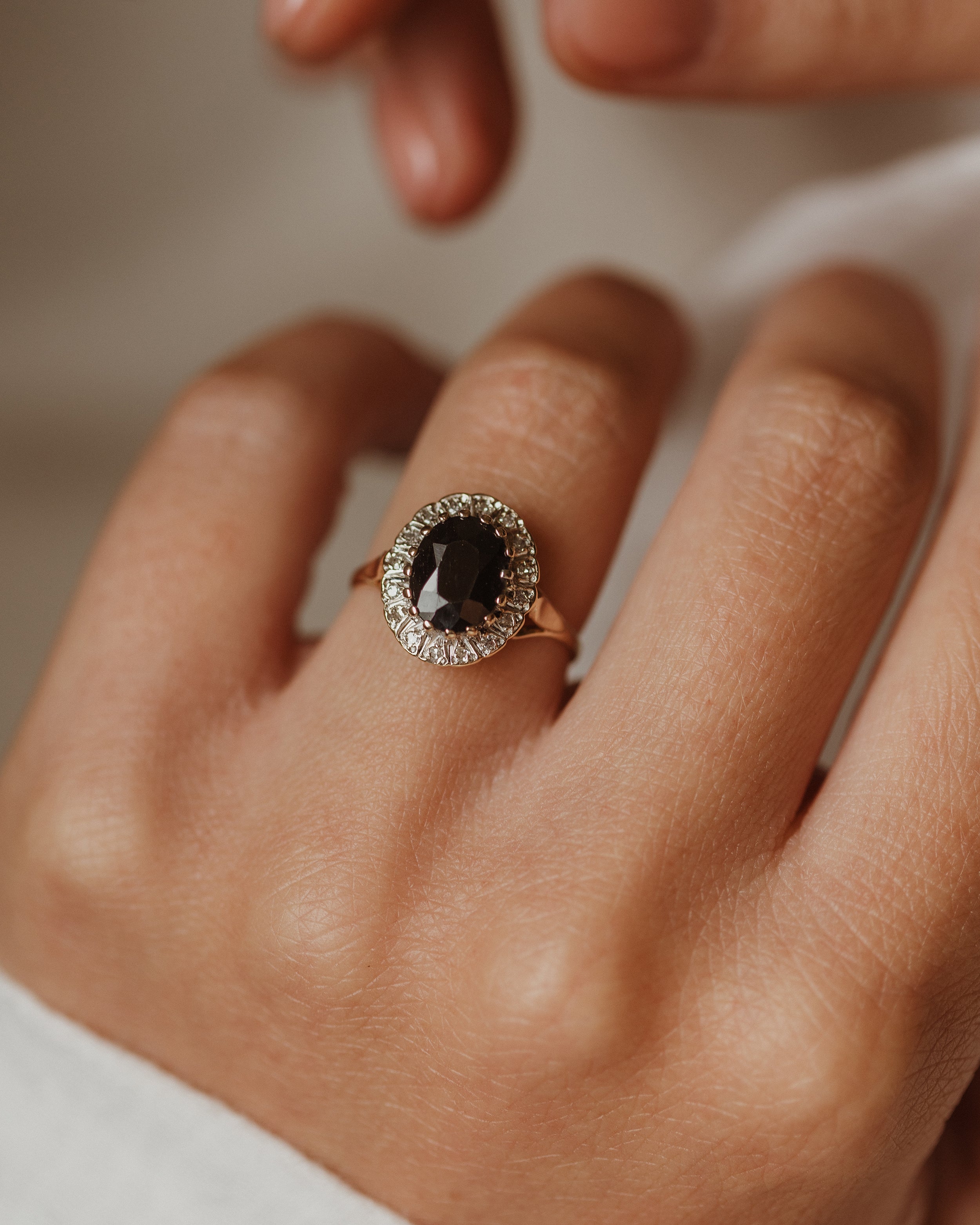Image of Eliza 1993 Vintage 9ct Gold Sapphire & Diamond Cluster Ring