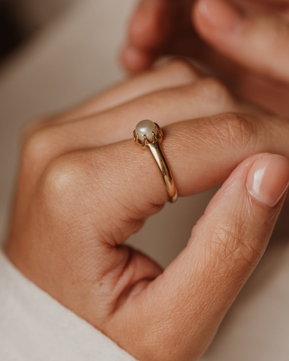 Patience 1892 Antique 18ct Gold Pearl Single Stone Ring