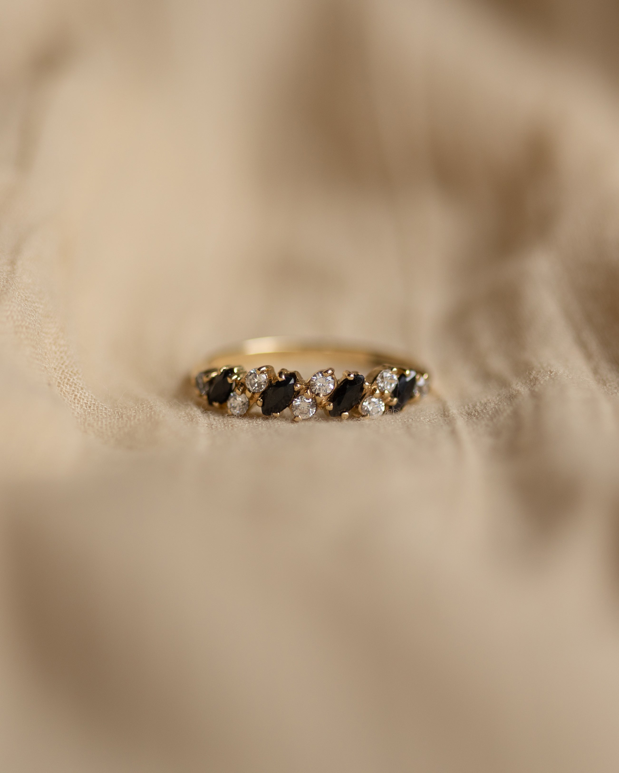Maggie 1993 Vintage 9ct Gold Sapphire & CZ Half Eternity Ring
