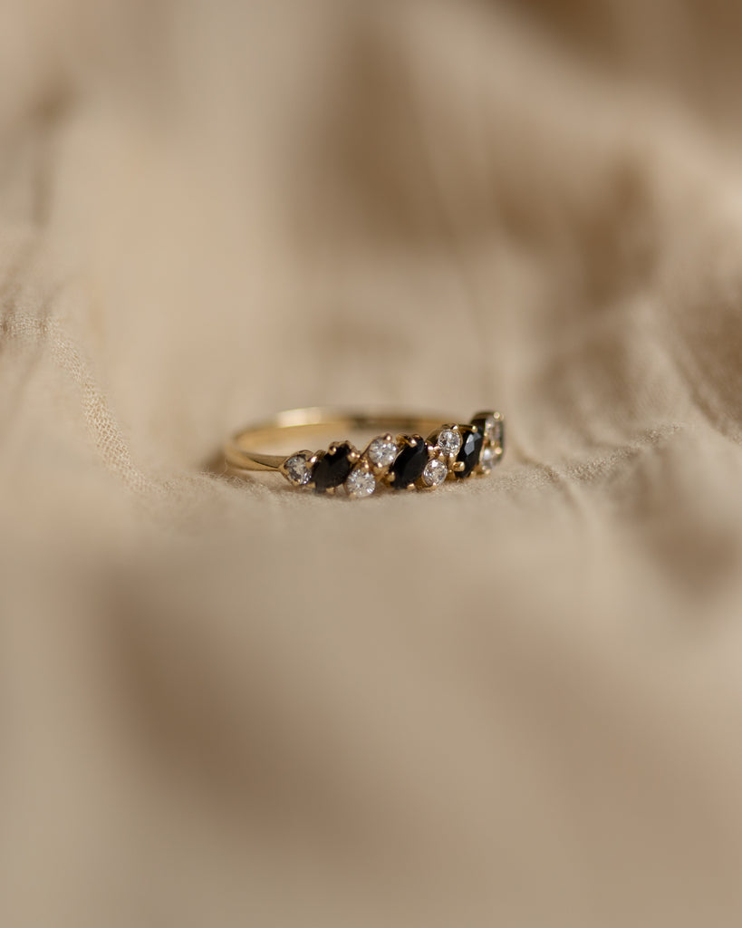 Maggie 1993 Vintage 9ct Gold Sapphire & CZ Half Eternity Ring