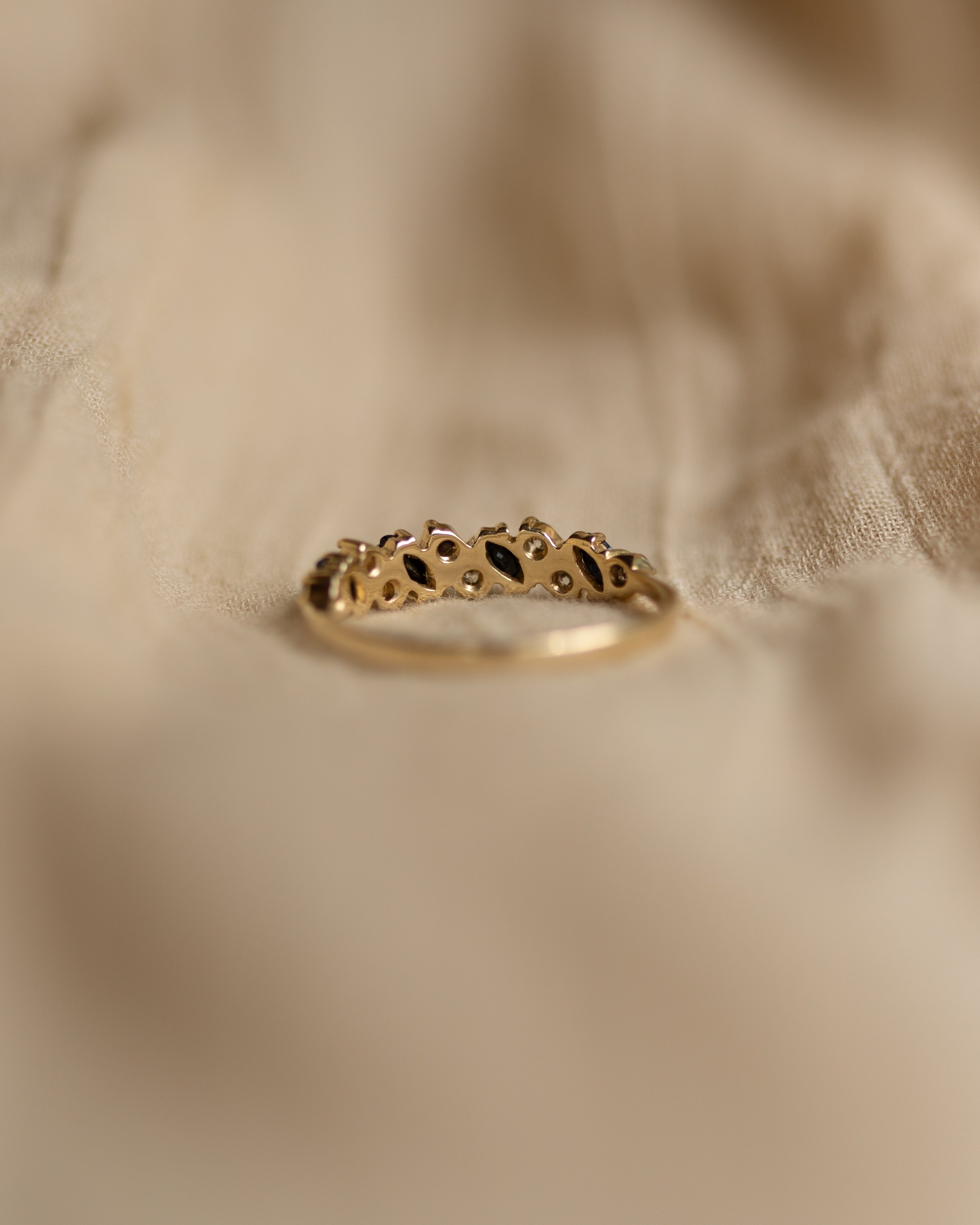 Maggie 1993 Vintage 9ct Gold Sapphire & CZ Half Eternity Ring