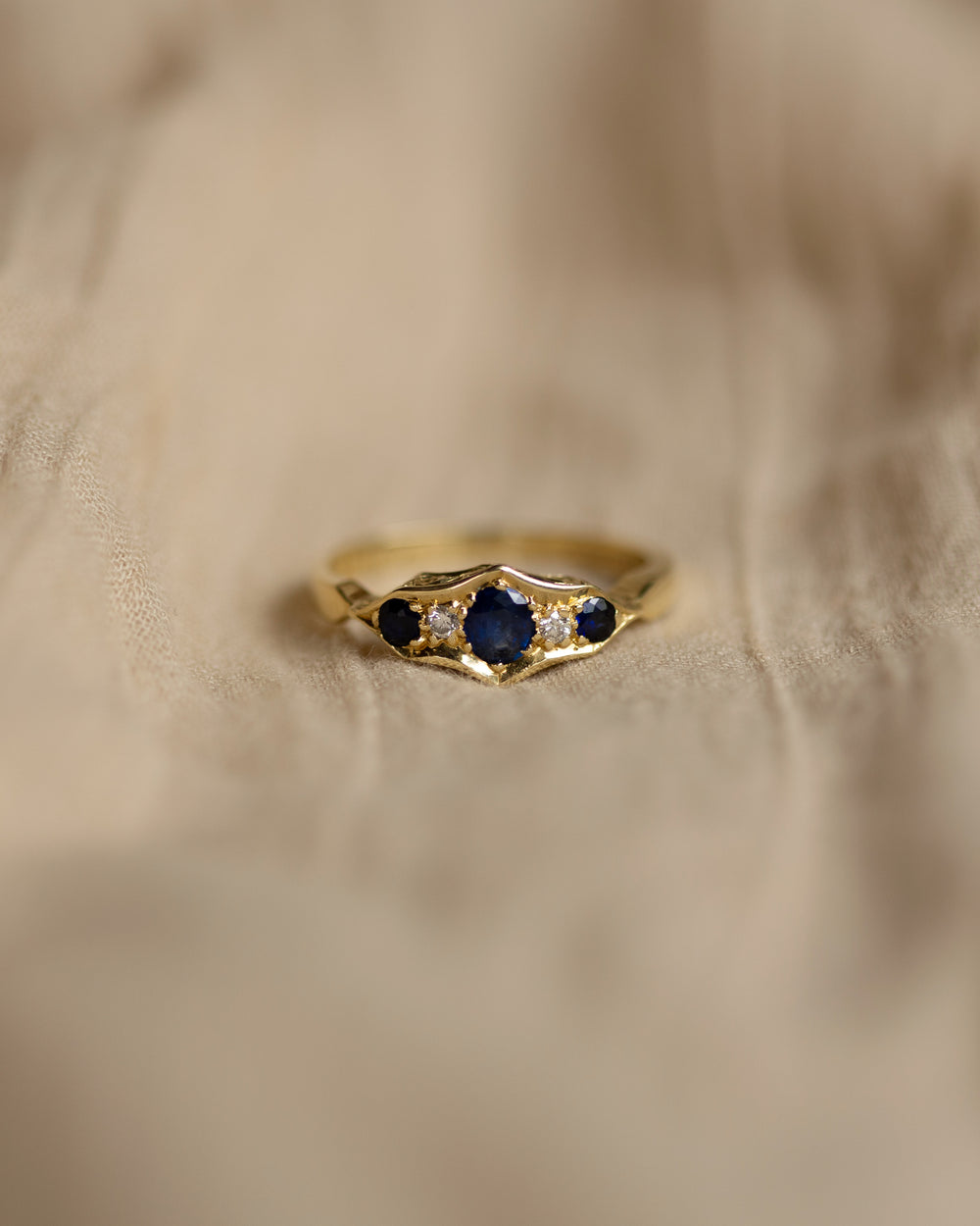 Harriette 1982 Vintage 18ct Gold Sapphire & Diamond Ring