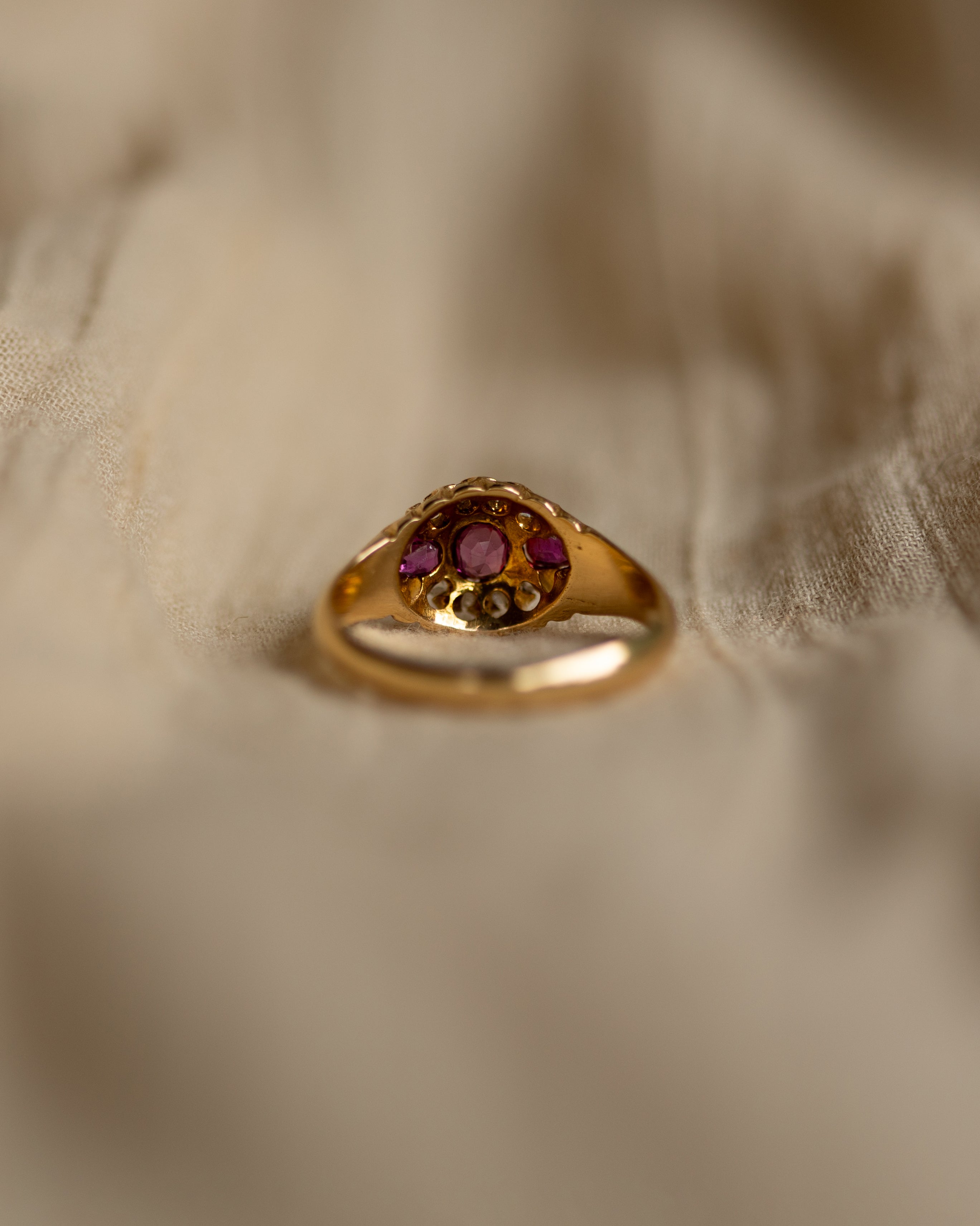 Delphine 1903 Antique 18ct Gold Ruby & Diamond Ring