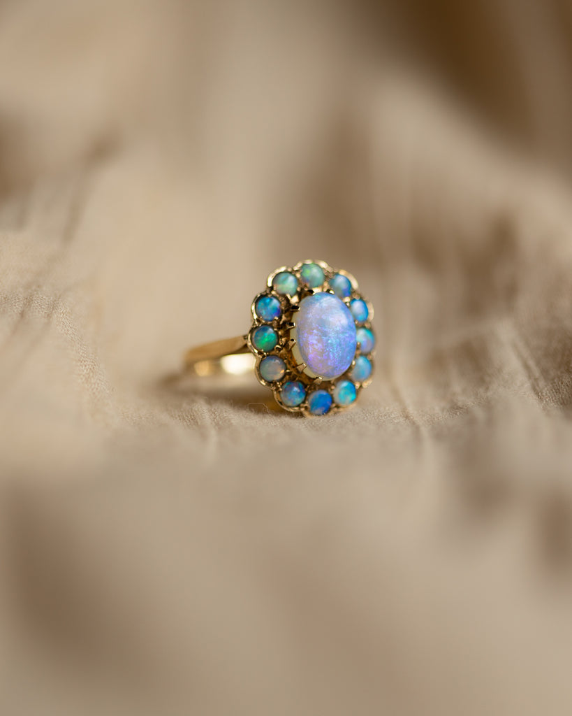 Mathilda 1991 Vintage 9ct Gold Opal Cluster Ring