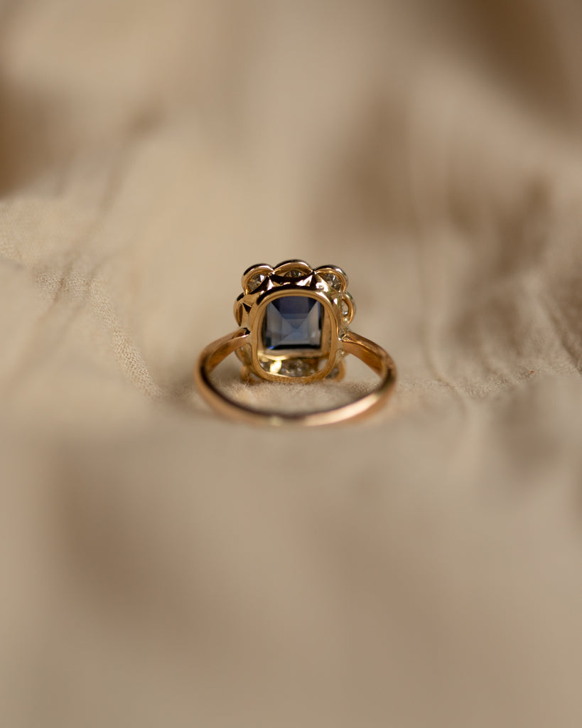 Ottilie Antique 18ct Gold Sapphire & Diamond Cluster Ring