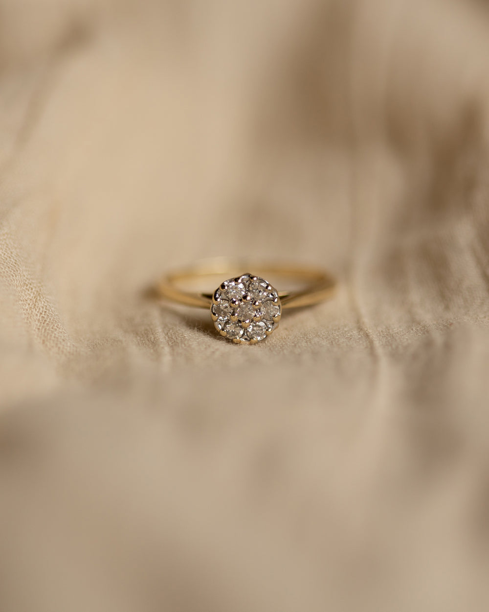 Guinevere 1992 Vintage 9ct Gold Diamond Cluster Ring