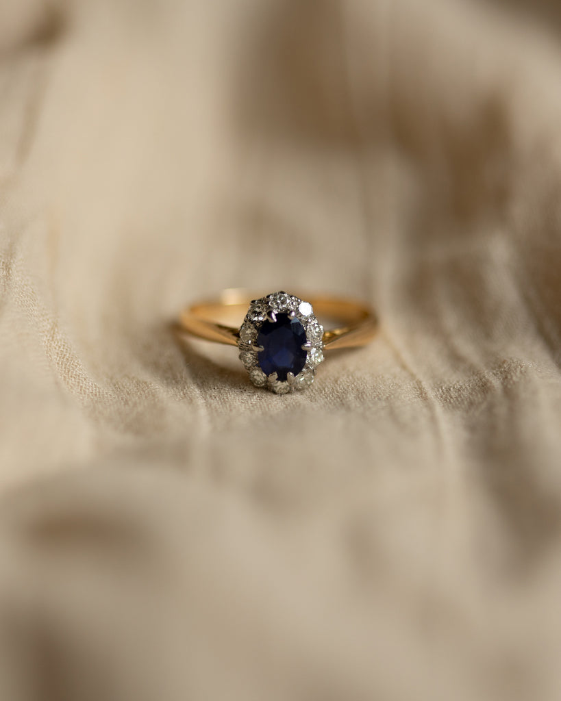 Verona Vintage 18ct Gold Sapphire & Diamond Cluster Ring