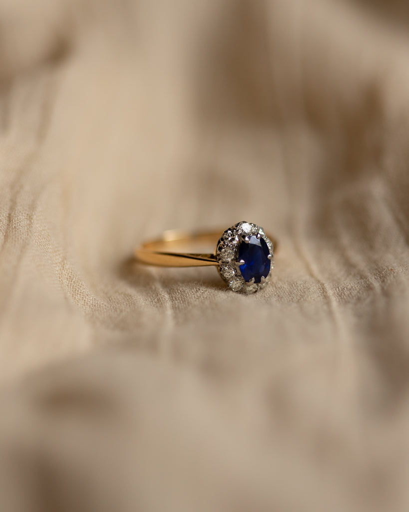 Verona Vintage 18ct Gold Sapphire & Diamond Cluster Ring
