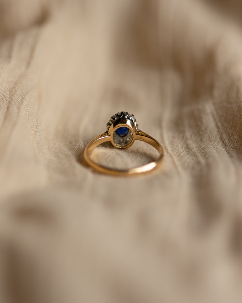 Verona Vintage 18ct Gold Sapphire & Diamond Cluster Ring