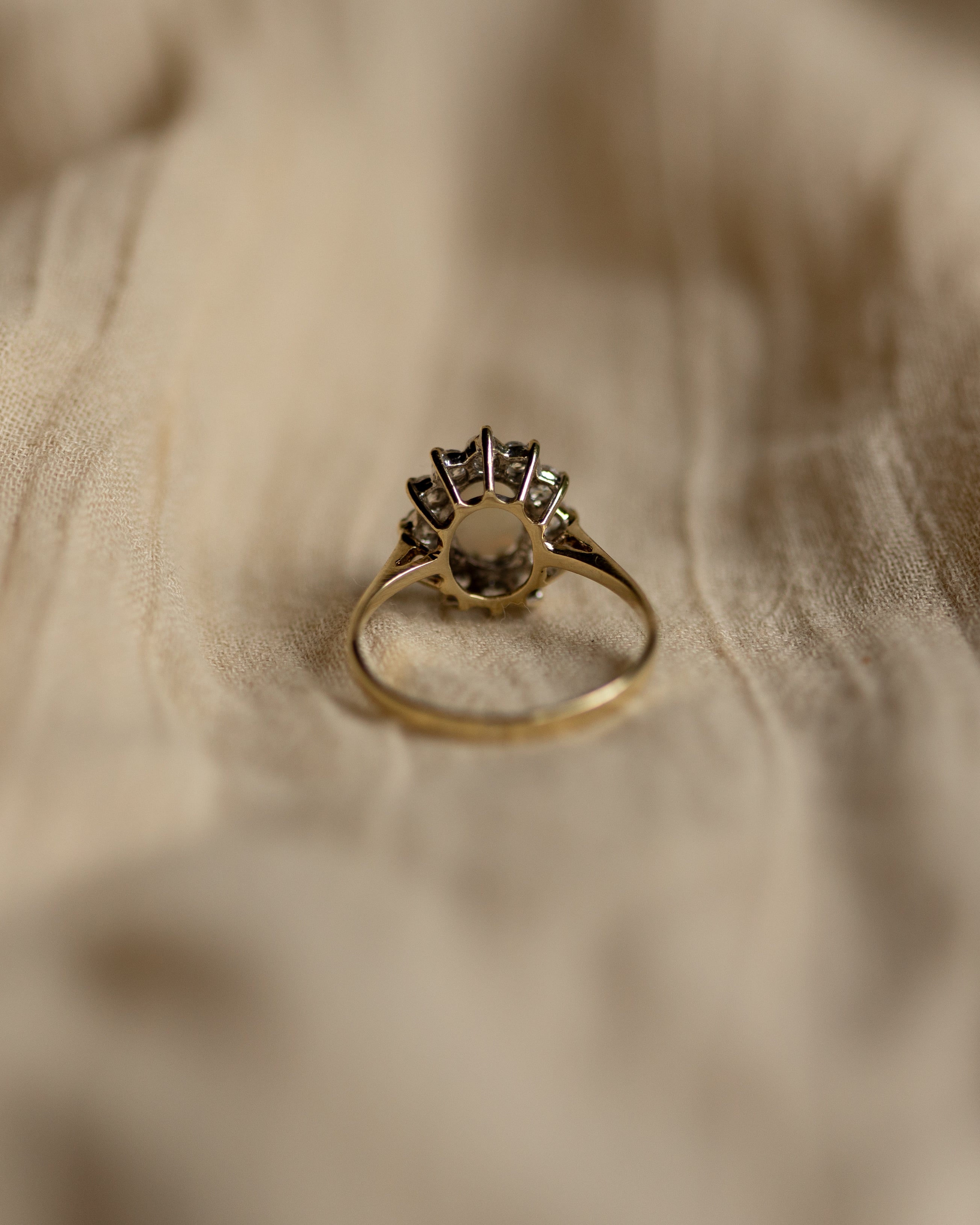Claudie 1987 Vintage 9ct Gold Opal & Diamond Cluster Ring