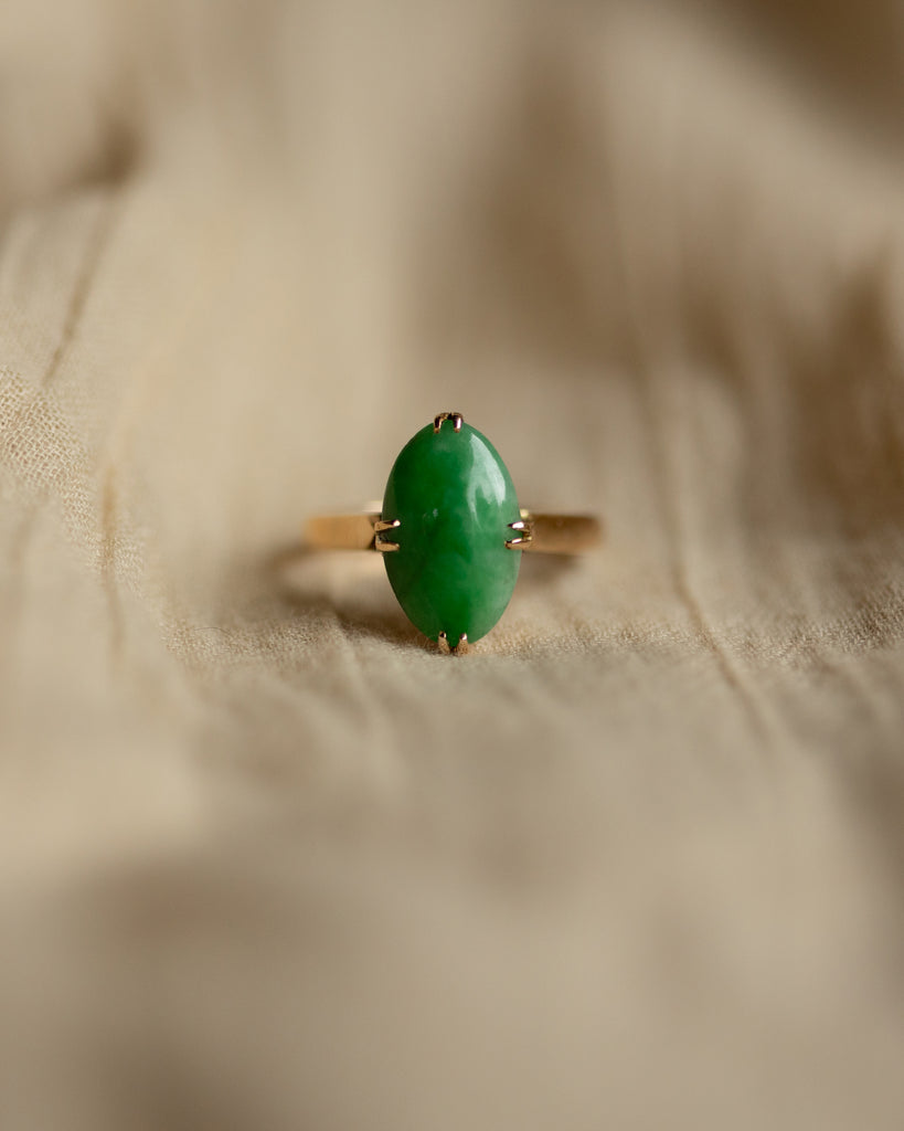Briar Vintage 14ct Gold Jade Solitaire Ring