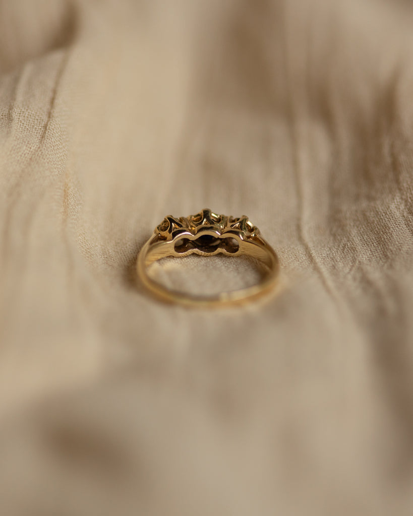 Lilian 1977 Vintage 9ct Gold Sapphire & Diamond Trilogy Ring