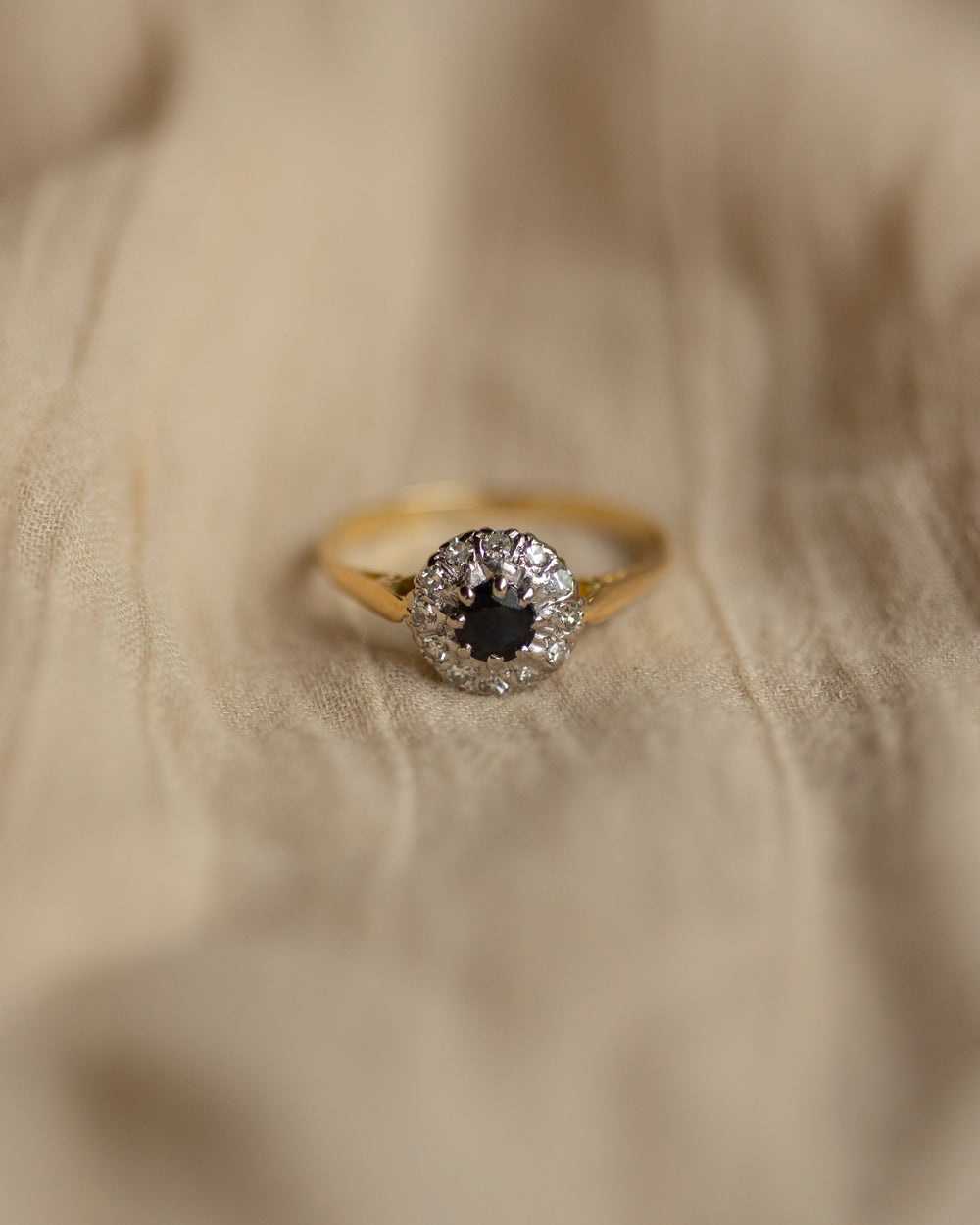 Mary Vintage 18ct Gold Sapphire & Diamond Cluster Ring