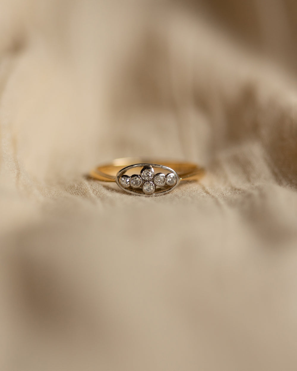 Victoria Antique Art Deco 18ct Gold Diamond Cluster Ring