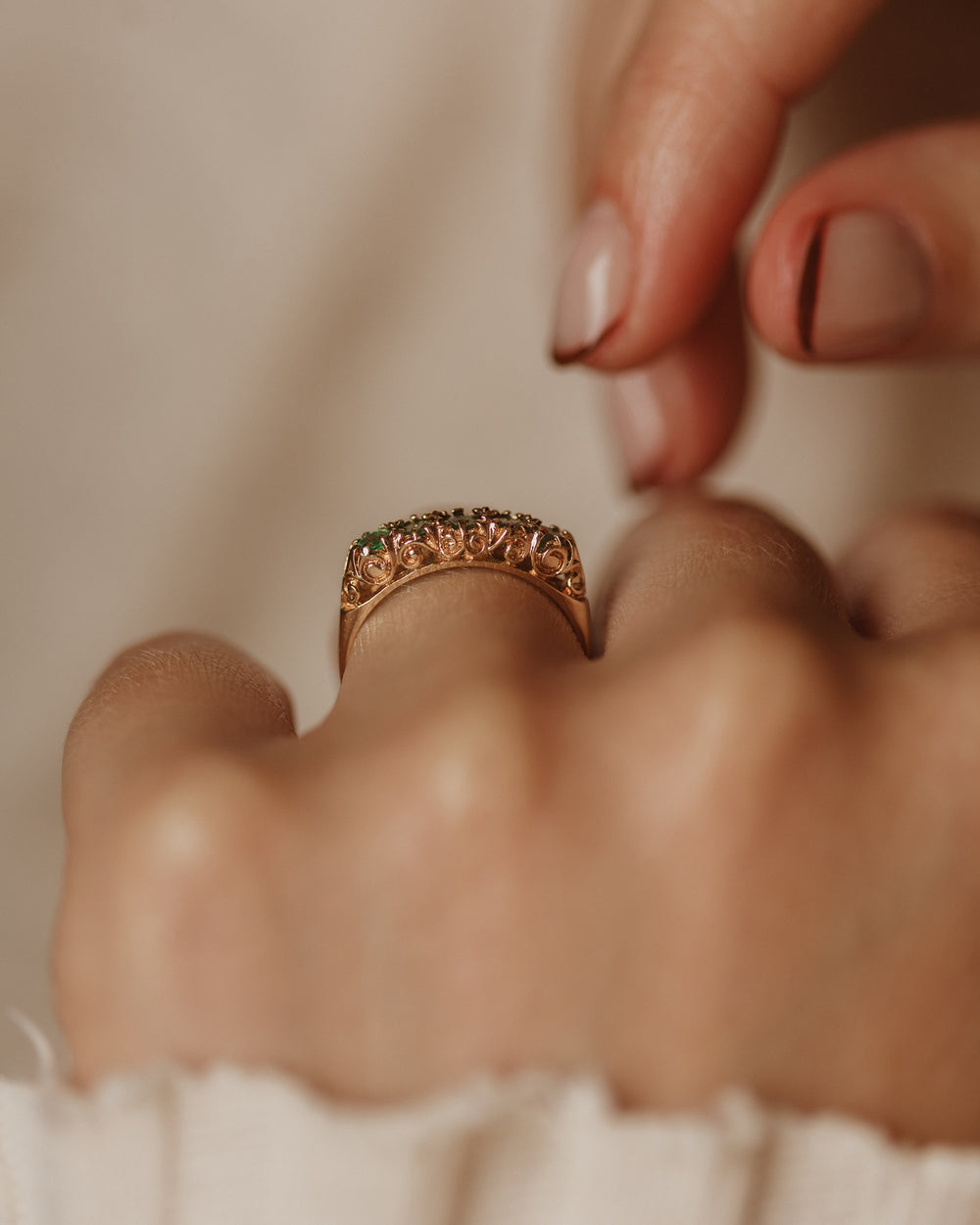 Verity 1976 Vintage 9ct Gold Emerald Five Stone Ring