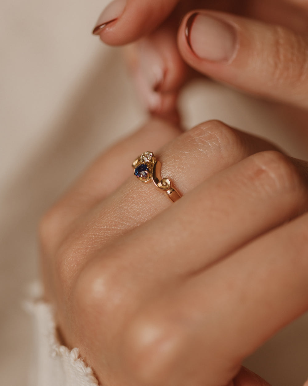 Sybil 1902 Antique 18ct Gold Sapphire & Diamond Toi Et Moi Ring