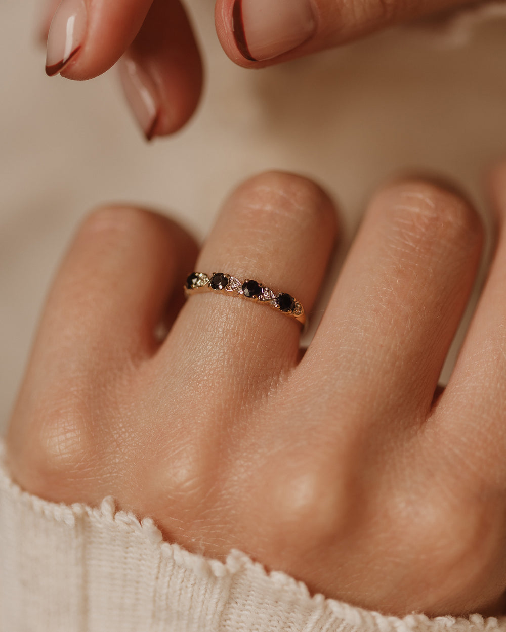 Wilma 1990 Vintage 9ct Gold Sapphire & Diamond Half Eternity Ring