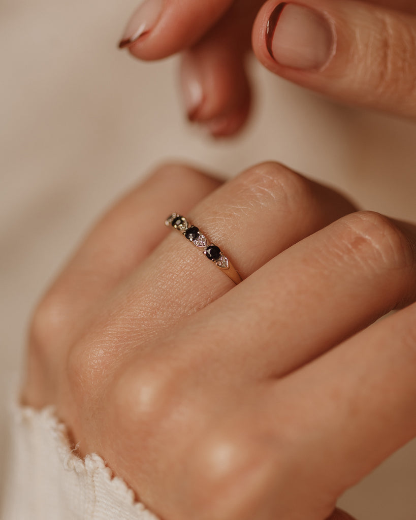 Wilma 1990 Vintage 9ct Gold Sapphire & Diamond Half Eternity Ring