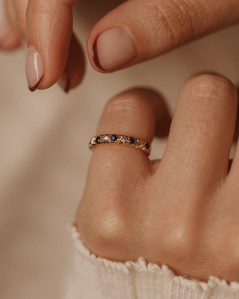Alfreda 1969 Vintage 18ct Gold Sapphire & Diamond Half Eternity Ring