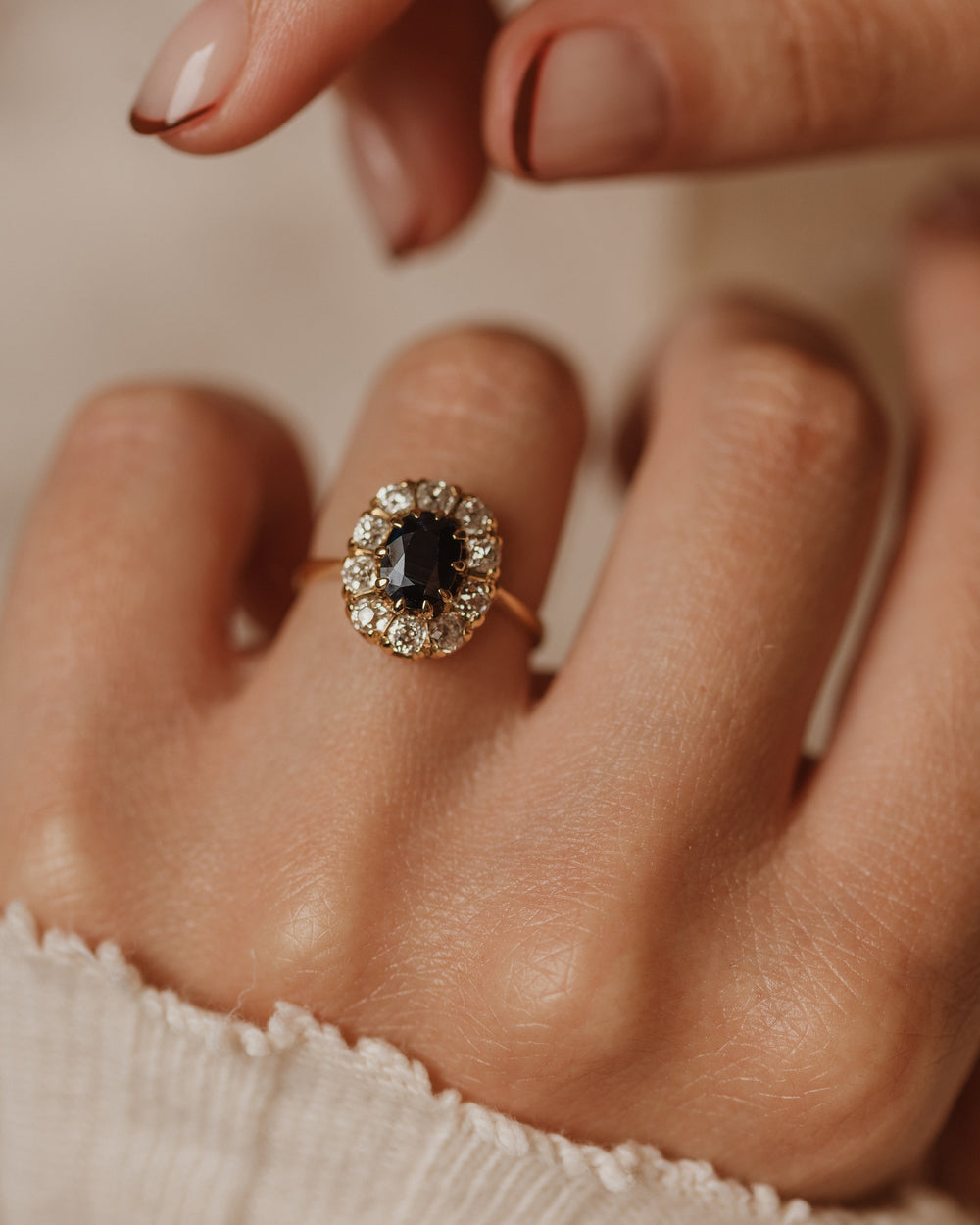 Yvette Antique 18ct Gold Sapphire & Diamond Cluster Ring