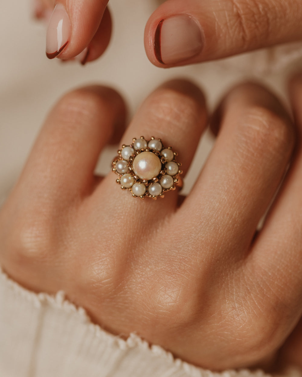 Heidi 1964 Vintage 9ct Gold Pearl Cluster Ring