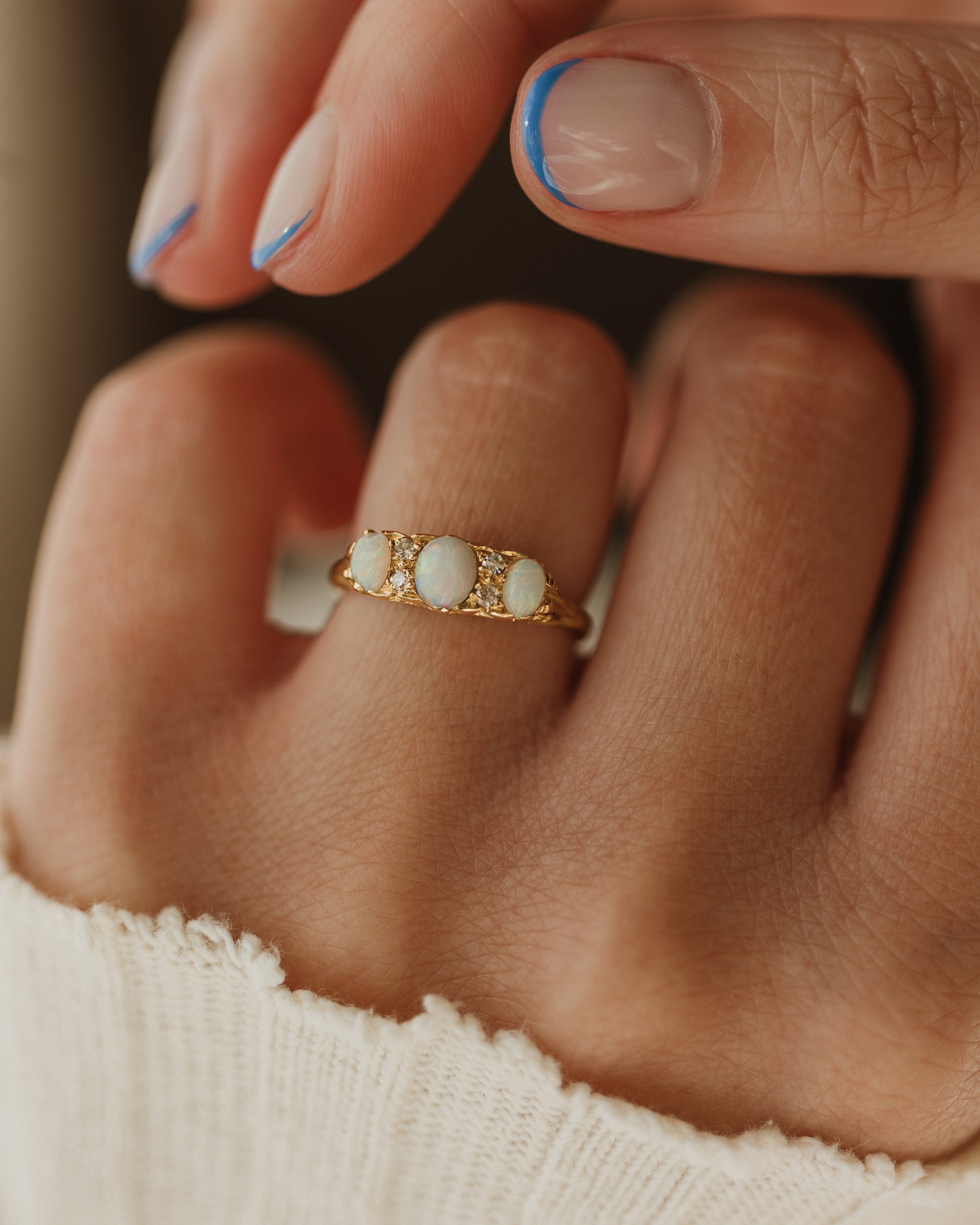 Christabel 1961 Vintage 18ct Gold Opal & Diamond Ring