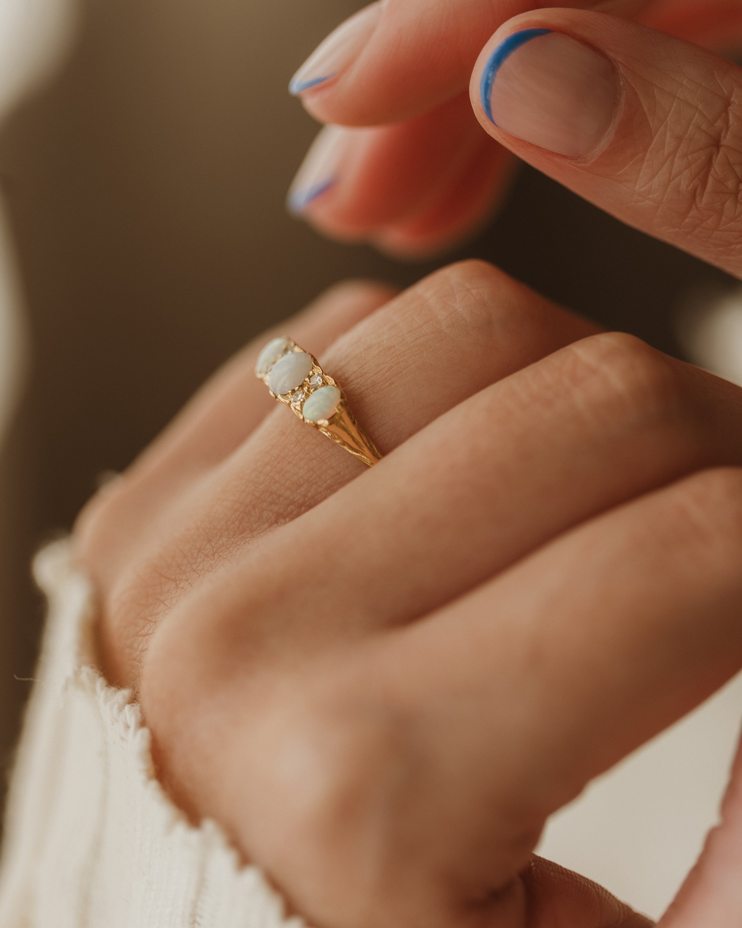 Christabel 1961 Vintage 18ct Gold Opal & Diamond Ring