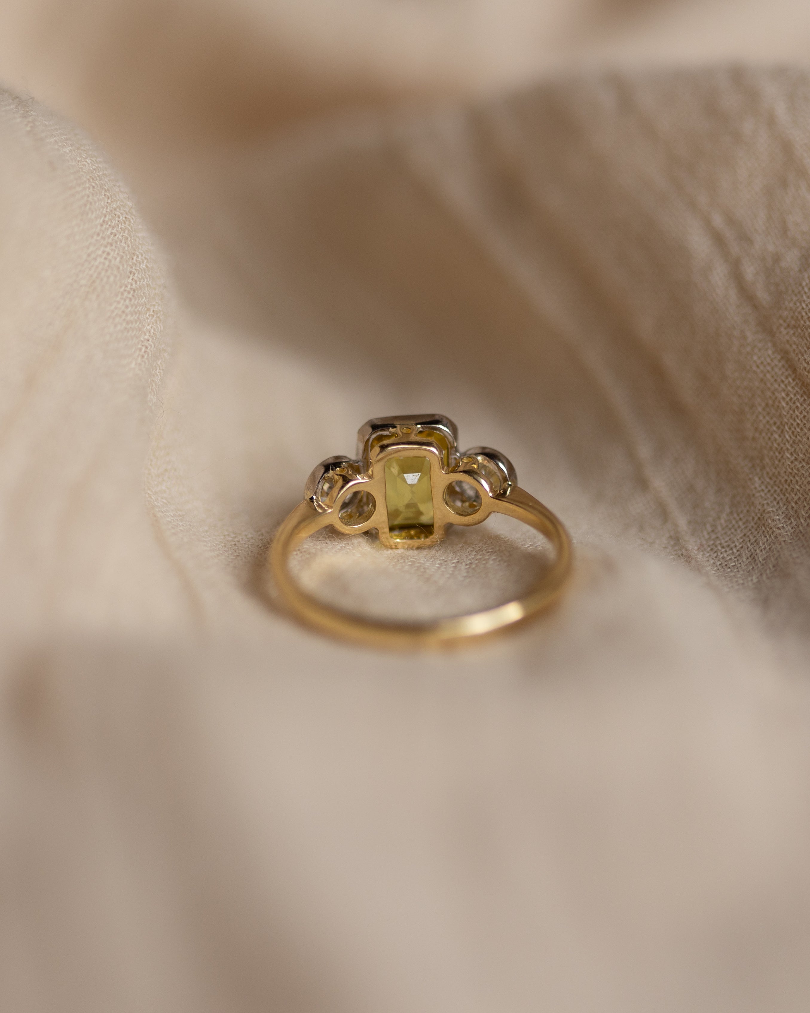 Nicolette Vintage 18ct Gold Yellow Sapphire & Diamond Trilogy Ring