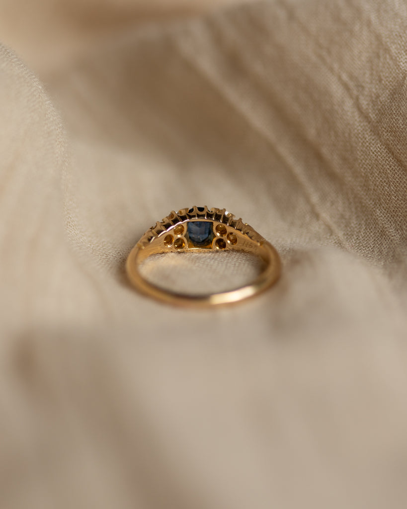 Constance 1902 Antique 18ct Gold Sapphire & Diamond Seven Stone Ring