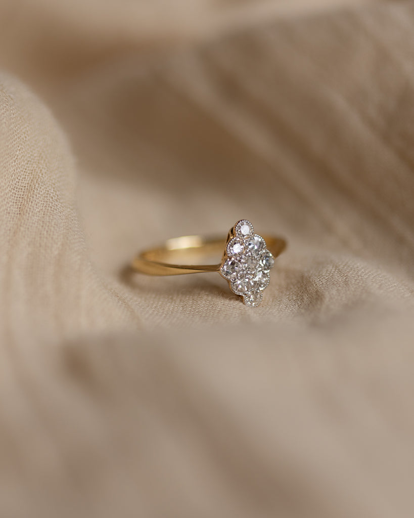Annabel Antique 18ct Gold Diamond Marquise Cluster Ring