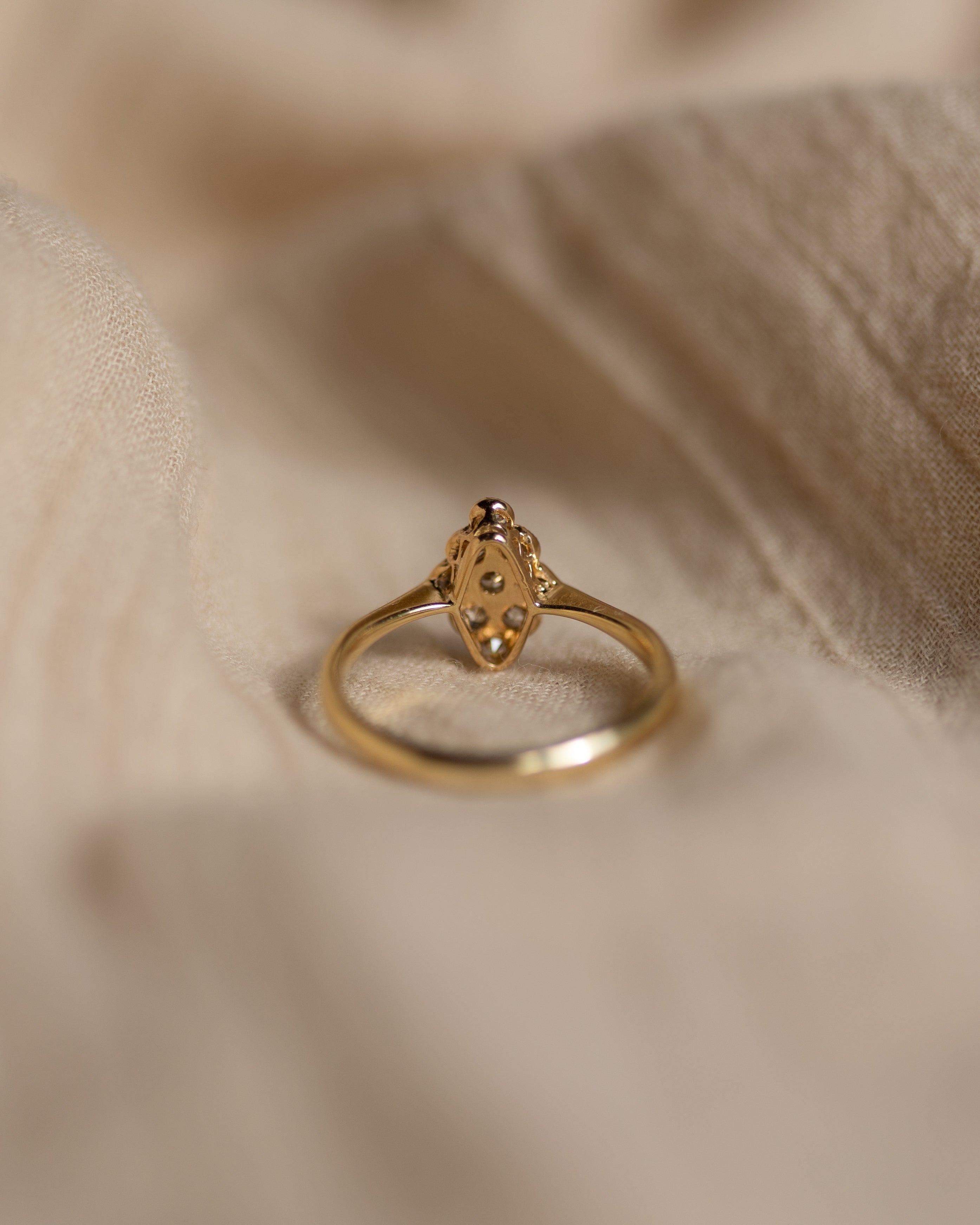 Annabel Antique 18ct Gold Diamond Marquise Cluster Ring