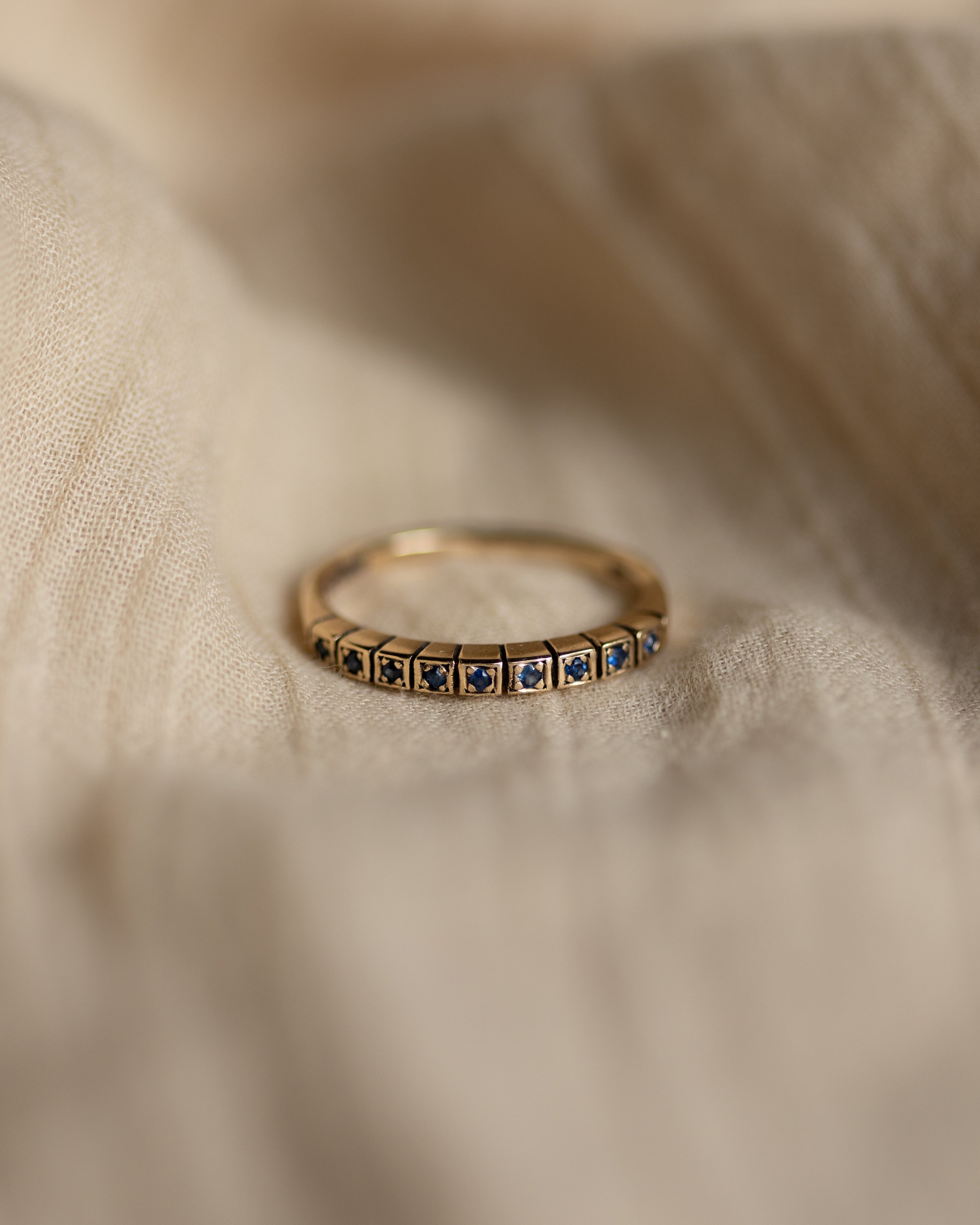 Image of Maria 1970 Vintage 9ct Gold Sapphire Half Eternity Ring