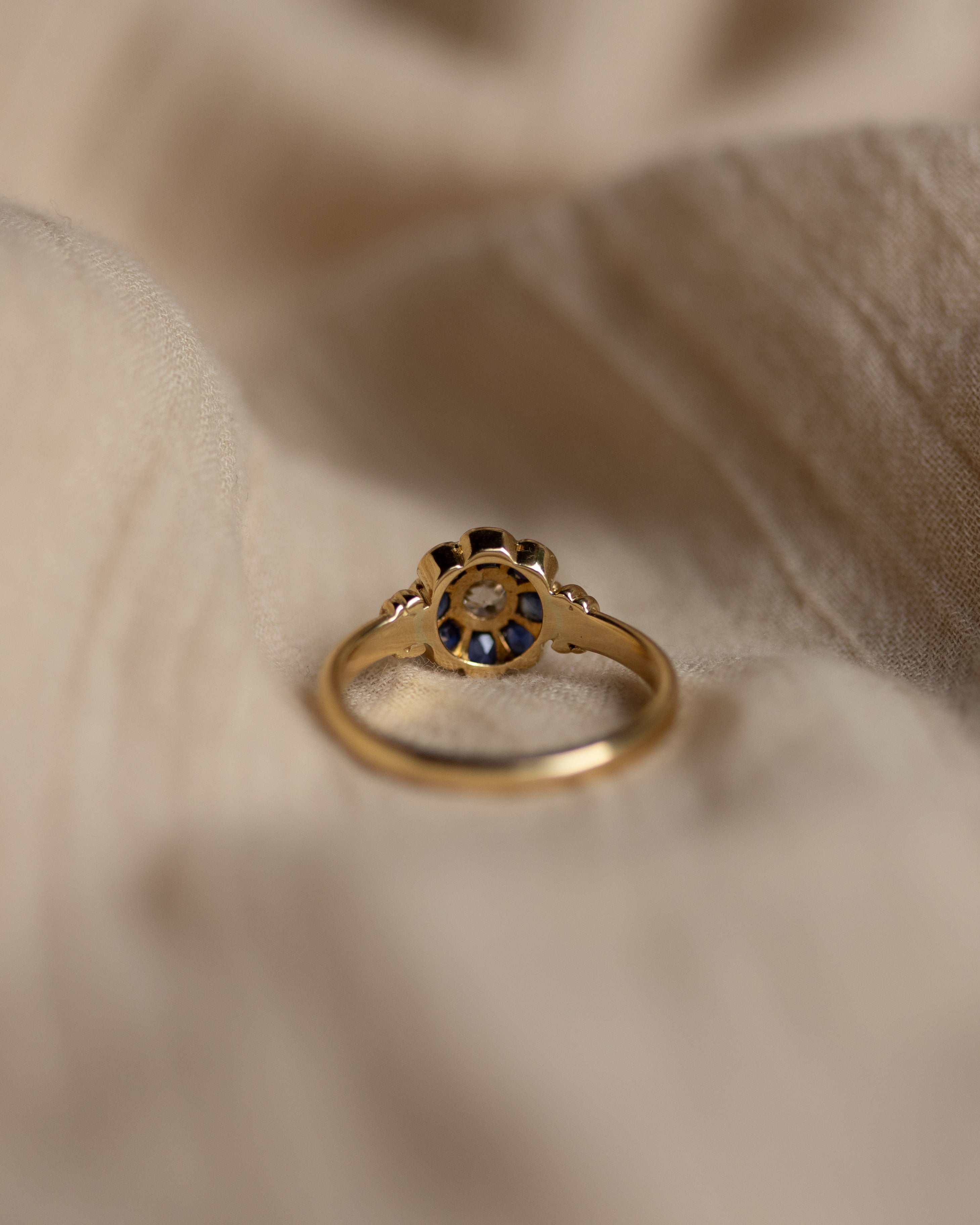 Rosalind 1989 Vintage 18ct Gold Diamond & Sapphire Cluster Ring