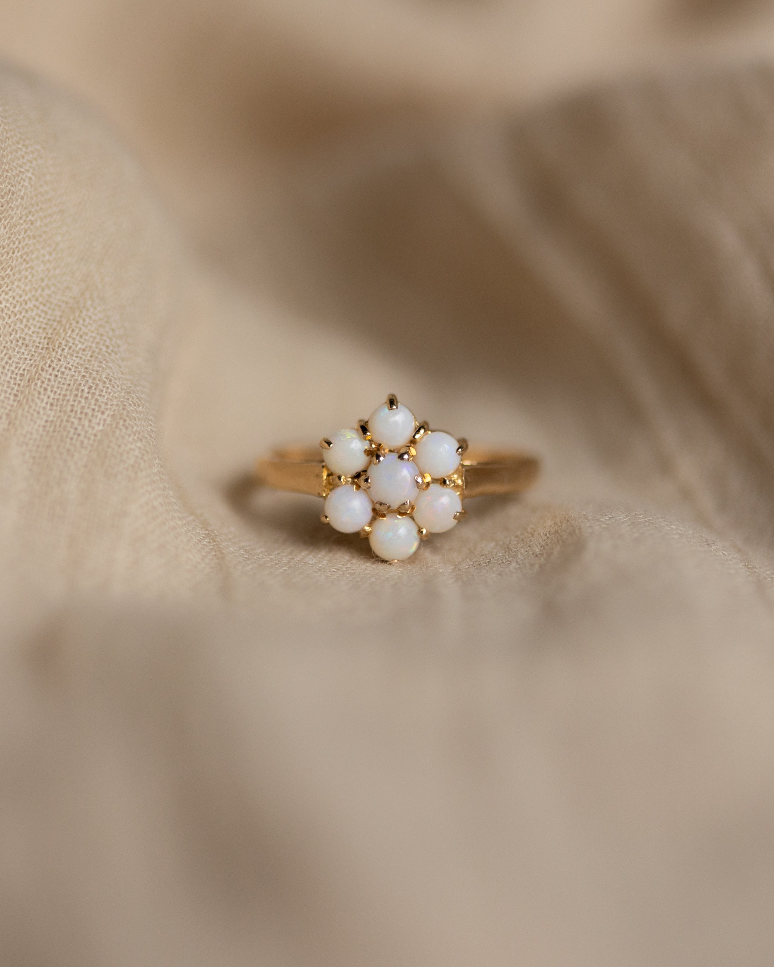 Harriet Vintage 9ct Gold Opal Flowerhead Cluster Ring