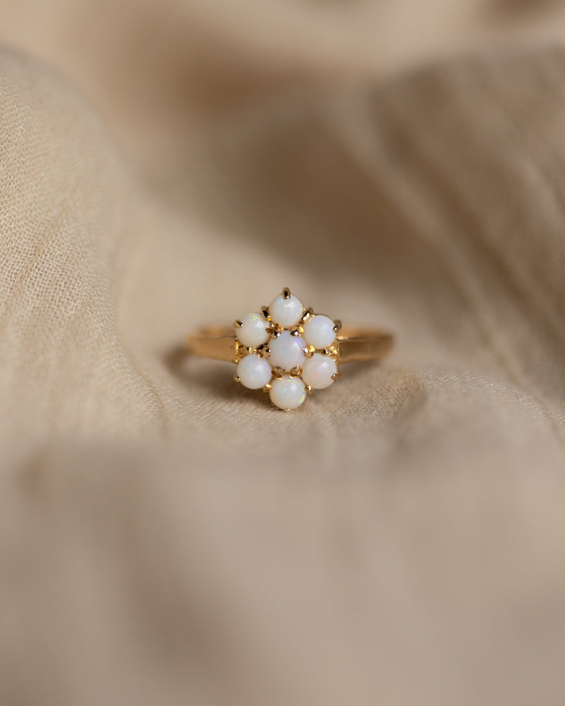Harriet Vintage 9ct Gold Opal Flowerhead Cluster Ring