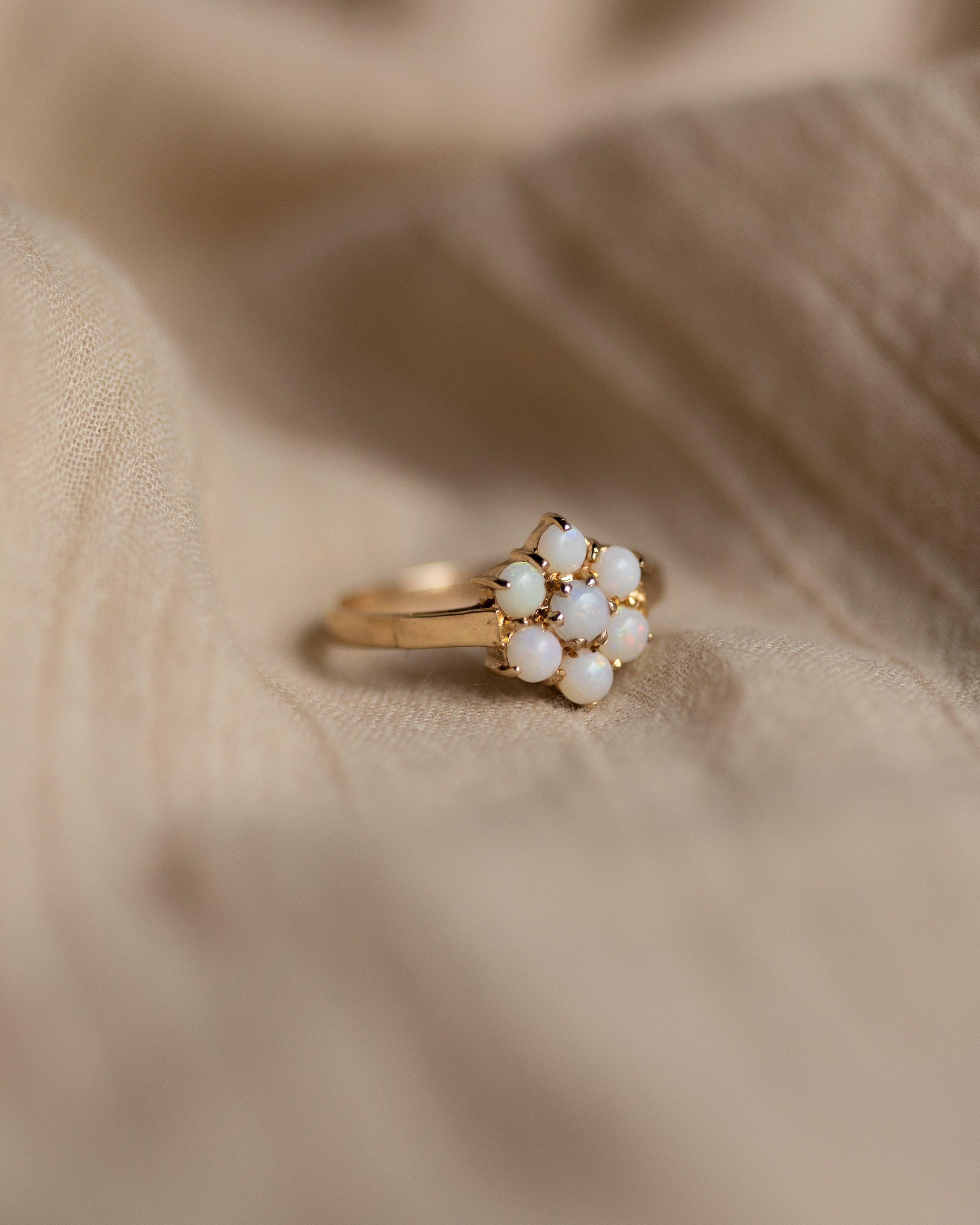 Harriet Vintage 9ct Gold Opal Flowerhead Cluster Ring