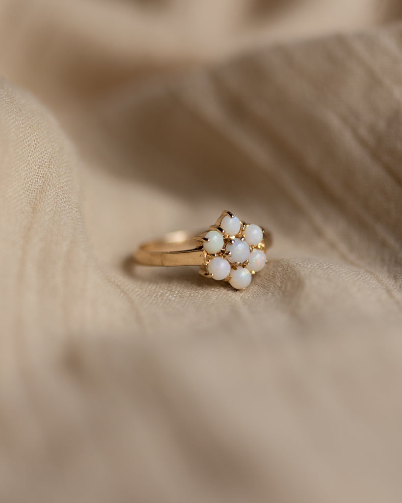 Harriet Vintage 9ct Gold Opal Flowerhead Cluster Ring