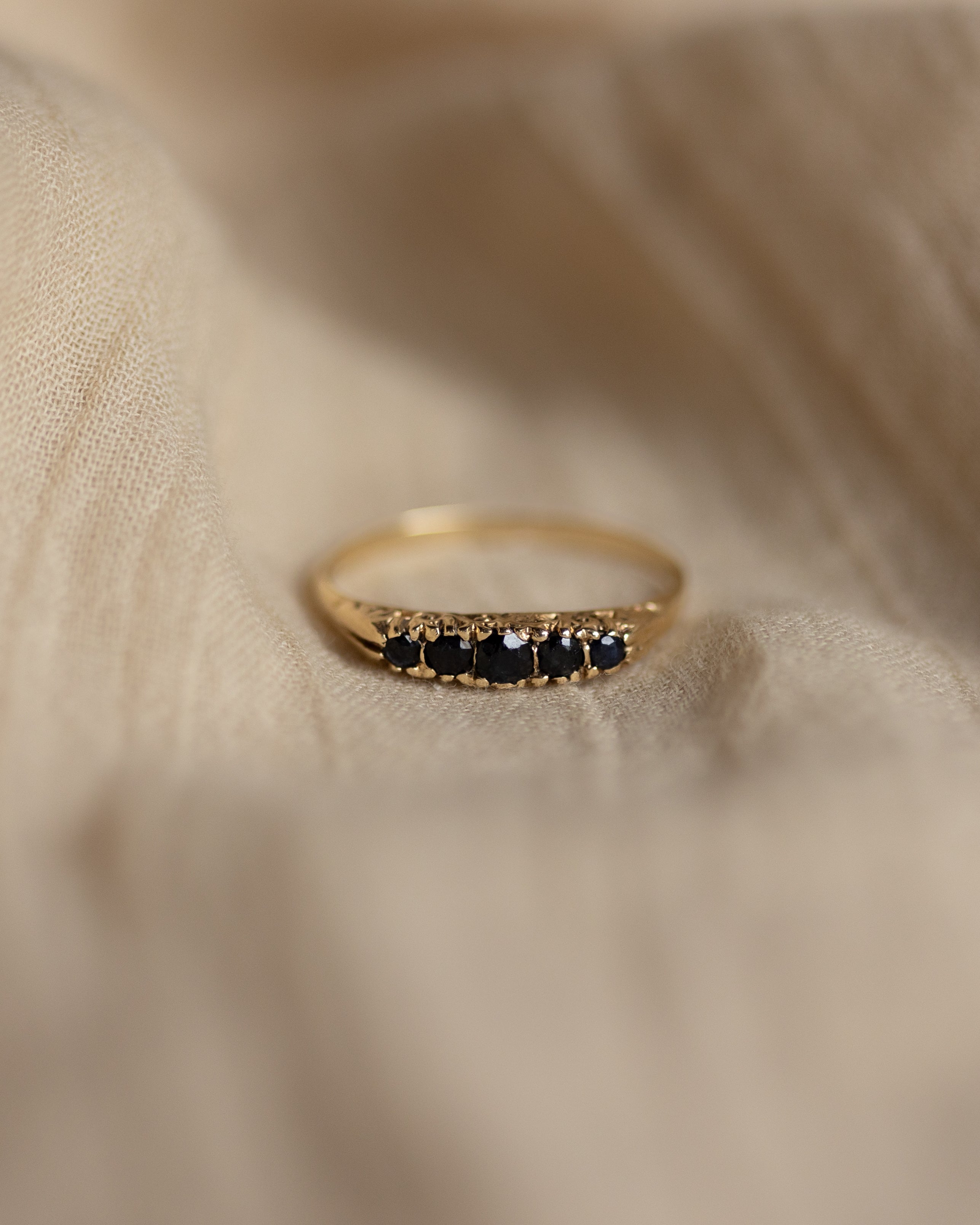 Nadine 1989 Vintage 9ct Gold Sapphire Five Stone Ring