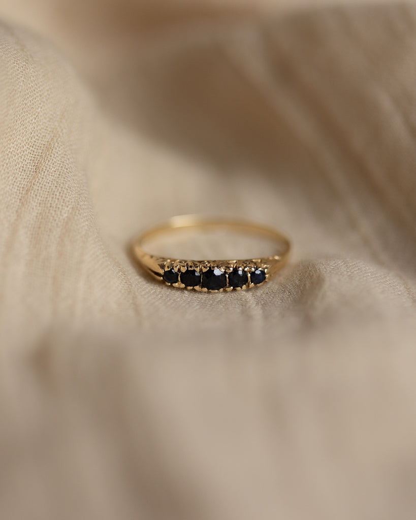 Nadine 1989 Vintage 9ct Gold Sapphire Five Stone Ring
