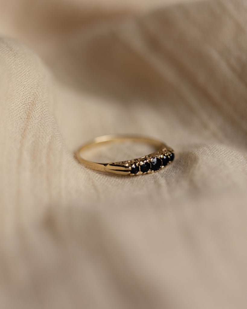 Nadine 1989 Vintage 9ct Gold Sapphire Five Stone Ring