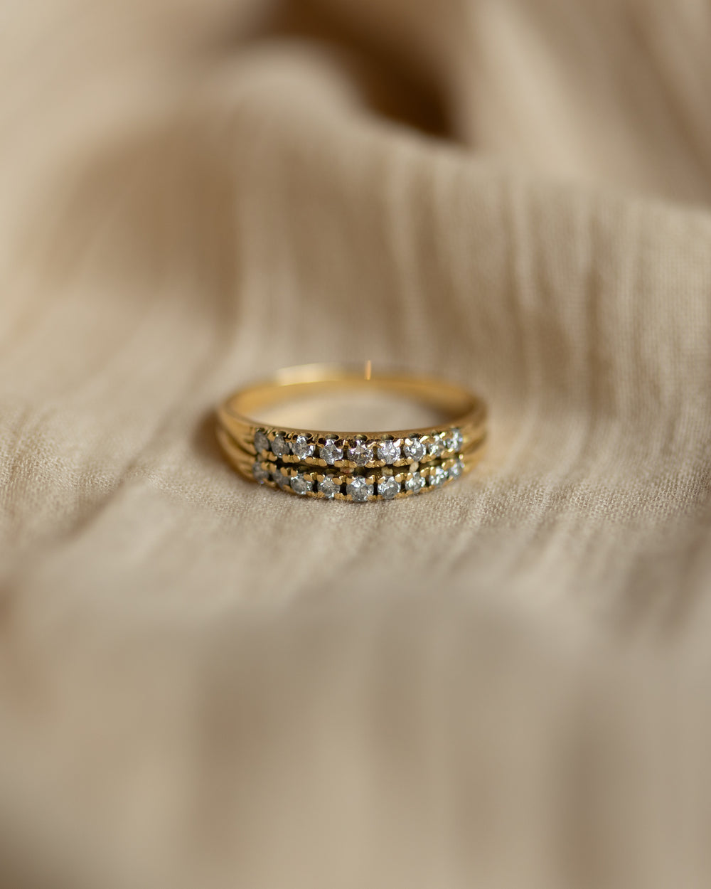 Sabine Vintage 18ct Gold Diamond Two Row Eternity Ring