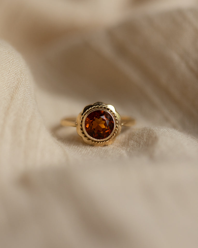 Marinette 1967 Vintage 9ct Gold Citrine Single Stone Ring