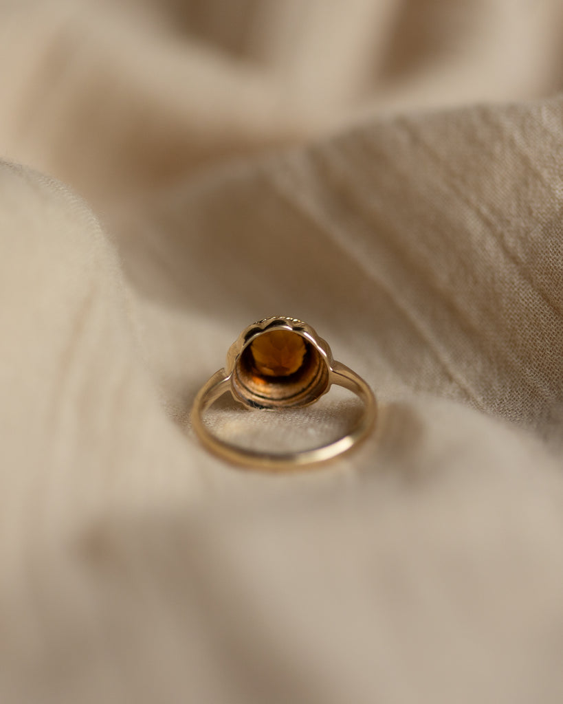 Marinette 1967 Vintage 9ct Gold Citrine Single Stone Ring